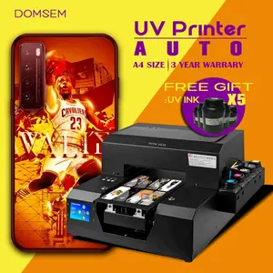 DOMSEM Printer UV Bebas UV Printer Cetak Timbul LED A4 untuk Casing Telepon Foto Cetak Khusus Pribadi