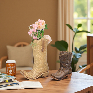 Redeco Wholesale <strong>Cowboy</strong> <strong>Boot</strong> Ceramic <strong>Planter</strong> Western Decor Bulk for Theme Hotel Decor Rustic Container Vase Home Decor - Product Image 4