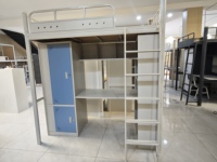 Cadre de lit double d'usine pour enfant, meubles de chambre à coucher en acier avec rangement, bureau pour appartement, dortoir, école, hôtel