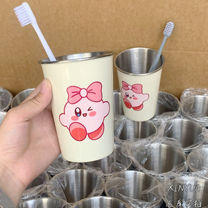 Taza para cepillos de dientes de acero inoxidable con dibujos animados para niños y parejas, taza de lavado simple, resistente a roturas, de calidad alimentaria - Product Image 3