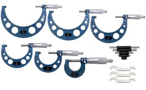 高品質外部マイクロメーターセット黒/青プラスチックボックスパッキング6個マイクロメーターセット0-150mmアーチフレームマイクロメーター - Product Image 3