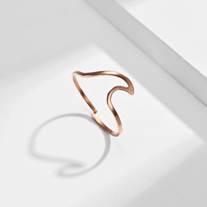 Minimalist Wave Shaped Adjustable <b>Titanium</b> Steel Plated Geometric <b>Ring</b> For Women Gift Jewelry - Product Image 4