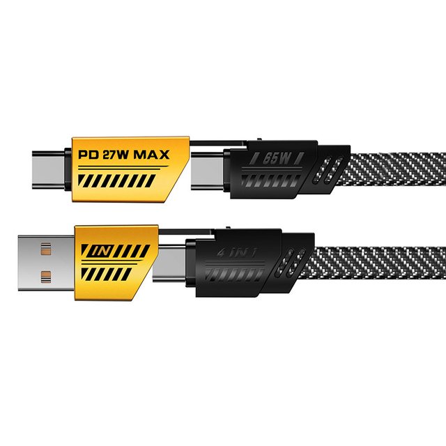 Universal Portable 4 in 1 Usb Cables Zinc Alloy PD 65W Fast Charging Cable for Mobile Phone With Type c Pd 27w Fast Cable Cord