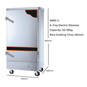 Gabinete de vapor de arroz comercial Gabinete de vapor de alimentos Ahorro de energía 1 gabinete Vaporizador eléctrico de 6 bandejas Capacidad de 20-30kg - Product Image 2
