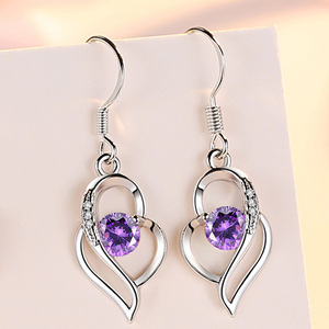 Orecchini a goccia a forma di cuore per donna, stile gancio, eleganti gioielli alla moda per le orecchie - Product Image 6