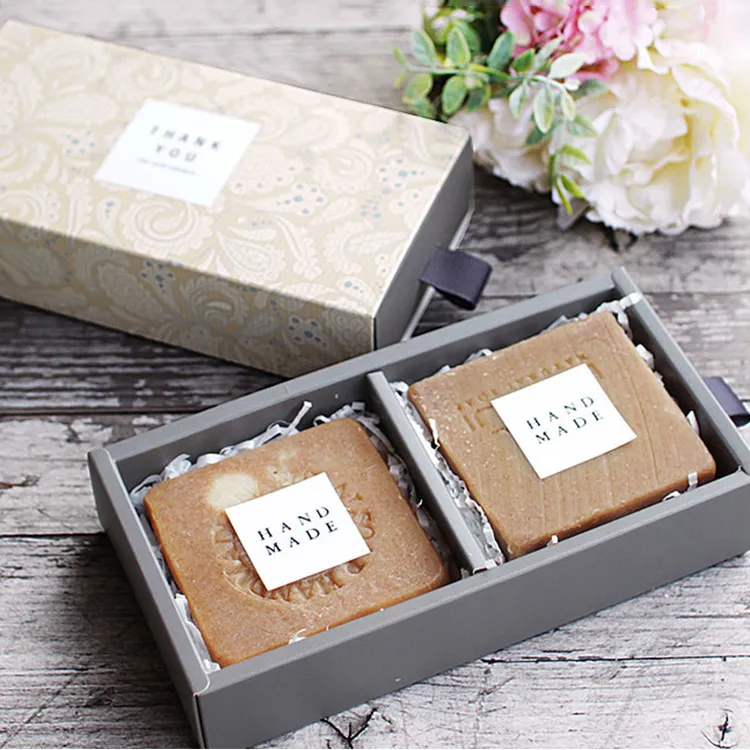 Kundenspezifisches LOGO quadratischer Karton Papier-Seifenverpackungsbox Seifenboxen für hausgemachte Seife