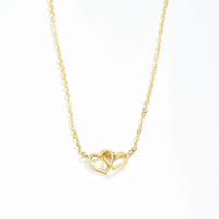 Collier ras du cou en acier inoxydable à double cœur pour femmes, doré et argenté, mode européenne