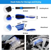 Kit de nettoyage de voiture 10 pièces avec sac de rangement 9L ensemble de brosses de détail de seau pliable brosse de roue à manche court