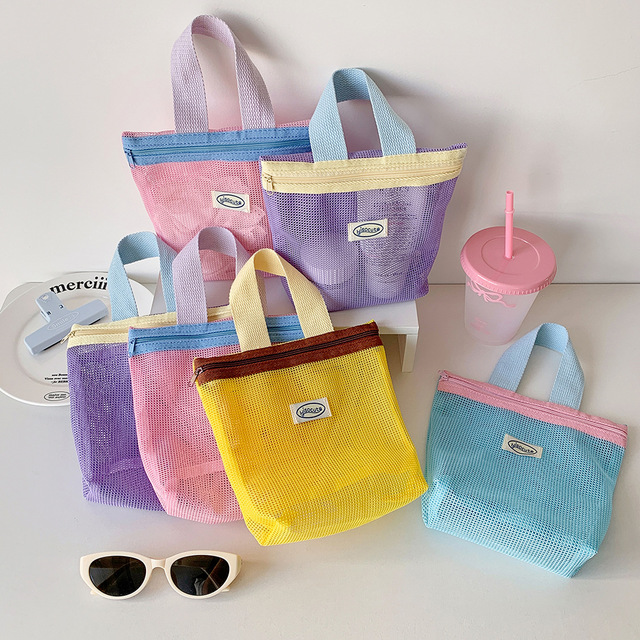 Minimalist Mesh Handheld Portable Bag Versatile Polyester Travel Organizer Outdoor Use Sunglasses Pouch Toiletry Fashion All