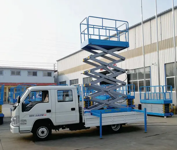 vehicle mounted scissor type aerial work platform crane equipment