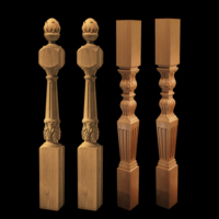2023 piliers en bois massif et balustre escaliers de luxe bois décoratif sculpté grande colonne bois romain Newel poste colonne pleine ou demi