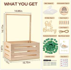 Caja de Almacenamiento de Madera Rectangular para Bebés, <span class=keywords><strong>Cesta</strong></span> de <span class=keywords><strong>Regalo</strong></span> Personalizada para Bebés, <span class=keywords><strong>Cesta</strong></span> Colgante Grande para Guardar Ropa de Recién Nacidos, Niños y Niñas - Product Image 3