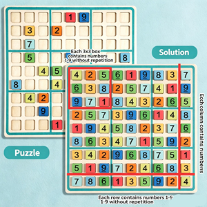 Juego de <span class=keywords><strong>Sudoku</strong></span> de Madera Montessori, Tablero de Lógica Numérica para Niños Pequeños, Regalo Educativo de Matemáticas - Product Image 3