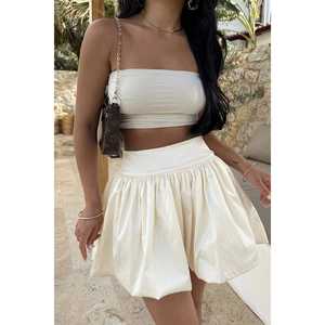 Jupe ballon en satin/soie/coton imprimé avec ceinture boutonnée, décontractée, pour club, printemps/été, plage, taille XS - Product Image 4