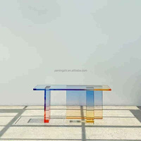Décoration moderne au design simple table d'entrée en acrylique de couleur dégradée transparente bureau long en acrylique d'intérieur de luxe