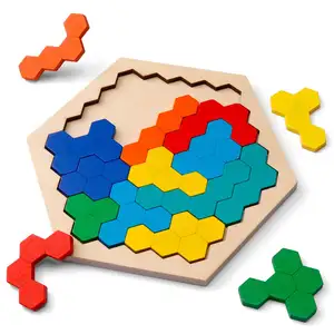 ज्यामिति तर्क बुद्धि खेल स्टेम मोंटेसरी आकार ब्लॉक Tangram मस्तिष्क चिढ़ाने खिलौना बच्चे वयस्कों के लिए षट्कोण पहेली