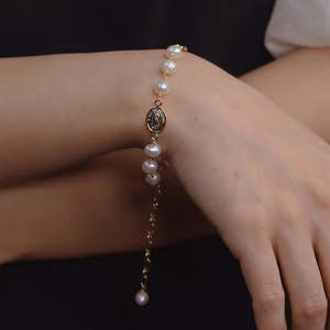 Pulsera de perlas naturales de agua dulce hecha a mano WENCHI, colección de bloggers de moda, 30g - Product Image 5