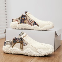 Sandales d'été 2026 pour hommes, mocassins décontractés, demi-chaussons, style pilote, en tissu respirant, à enfiler, à bout ouvert, color block, en PVC