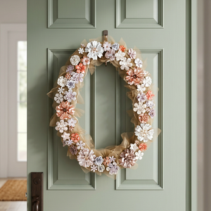 Corona Floral Hecha a Mano, Flores Decorativas de Forma Ovalada, Sin Iluminación, Artesanía para Bodas, Decoración de Pared para el Hogar, Estilo Rústico - Product Image 2