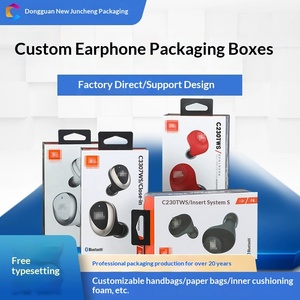 Custom Small Batch Earphone <b>Boxes</b> with Window, Kraft & <b>White</b> Cardstock Hanging Packaging - Product Image 1