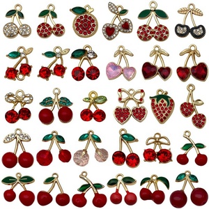 Wholesale Fashion DIY Charms Fruit Flower <b>Bee</b> Honey Cherry Hearts Festival Themed Alloy Pendants for Jewelry Making Supplies - Product Image 5