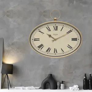 European Classic Metal Wall Clock Art Deco Style Abstract Pattern Quartz Movement For Living Room Decoration