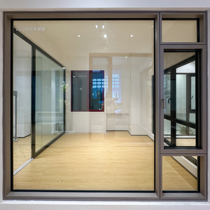 Pemecah termal Aluminium jendela abu-abu gelap, desain jendela rumah lapisan ganda Aluminium ke luar - Product Image 2