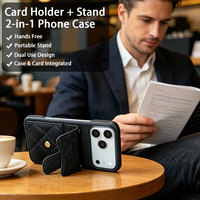 Étui de luxe en cuir PU avec porte-cartes, fermeture magnétique, sangle détachable et protection intégrale de l'appareil photo pour iPhone 17 Pro