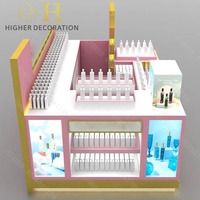 Kiosque de parfum moderne en verre avec éclairage LED, présentoir pour magasin, cosmétiques, kiosque de centre commercial