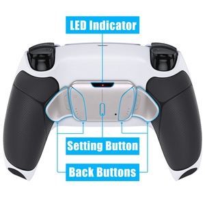 EXtremeRate - Kit de Botones Traseros de Metal Blanco y Plateado Reforzados con Goma RISE4 para Control de PS5, Kit de Modificación de Palancas - Product Image 3