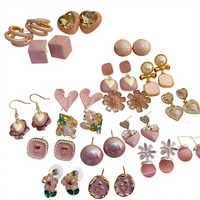 Boucles d'oreilles pendantes en forme de cœur rose avec ours fleuri, grande rose mignonne, plaquées or, bijoux de fiançailles en alliage de zinc, marque MoLin, troisième modèle