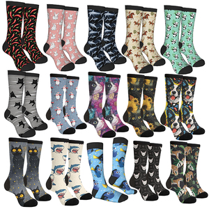 Chaussettes personnalisées en gros sans limite de couleur, imprimées numériquement en 3D <span class=keywords><strong>avec</strong></span> photos de visages d'animaux amusants, motifs léopard, poisson, <span class=keywords><strong>chien</strong></span>, chat - Product Image 3