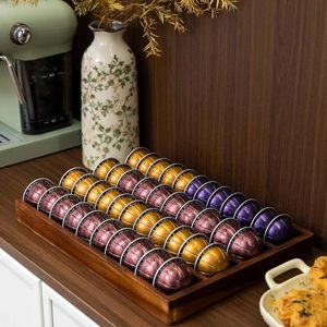 Support de rangement pour dosettes de café en bois d'acacia, compatible avec les dosettes, organiseur de tiroir, support de rangement, conteneur pour capsules, pour bar à café - Product Image 2