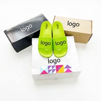 Sandales et claquettes souples pour femmes en PU/PVC, antidérapantes, avec logo et motif personnalisés, de haute qualité, vente en gros 2023, avec boîte