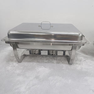 호텔 장비 채핑 접시 뷔페 세트 뷔페용 고급 채핑 접시, 금색과 실버 있는 채퍼 롤링 엣지 디자인 - Product Image 5