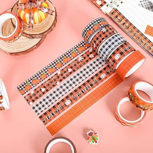 Set <span class=keywords><strong>de</strong></span> Cintas Decorativas Washi para Otoño, con Diseño <span class=keywords><strong>de</strong></span> Cuadros Buffalo, Hojas <span class=keywords><strong>de</strong></span> Arce y Gnomos, para Manualidades, Diarios y Álbumes <span class=keywords><strong>de</strong></span> Recortes - Product Image 2