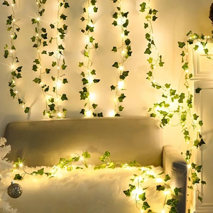 Hojas de hiedra artificiales, plantas, cadena de luces de vid, paisaje colgante, Patio, césped, balcón, terraza, adorno de jardín, Luz - Product Image 3