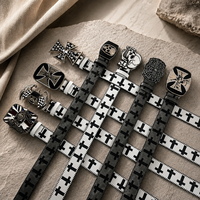 Ceinture en cuir Jiahao Y2K style punk avec motif croix et crâne, boucle en alliage, tendance européenne et américaine, pour Halloween