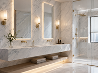 Dalles de marbre blanc oriental pour comptoirs de cuisine, carreaux de sol d'hôtel, marches d'escalier, lavabos en pierre et grands panneaux muraux sur mesure