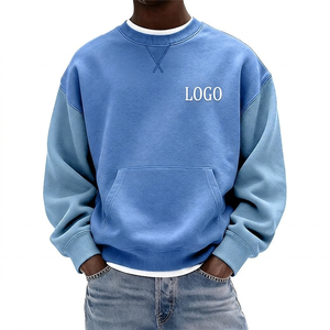 Sudadera de Invierno para Hombre, Cuello Redondo, Color Verde Azul Claro, Estilo Casual, Oversize, 100% Algodón Felpa, 500 Gramos - Product Image 1