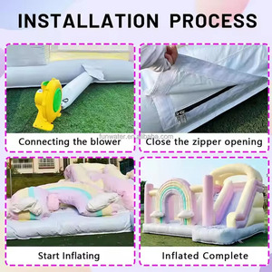 Nouvelle popularité écologique PVC extérieur saut maison gonflable videur châteaux <span class=keywords><strong>grand</strong></span> arc-en-ciel rebond maison saut château avec toboggan - Product Image 5