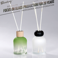 Bouteilles de diffuseur à roseaux en verre dépoli personnalisées en usine, de 50 ml à 300 ml, forme ronde, écologiques et durables, couleur et logo personnalisés disponibles