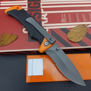 Cuchillo de Caza Plegable de Media Hoja Dentada 8Cr13Mov con Empuñadura de Goma para Camping DIY OEM - Product Image 5