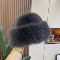 Topi Bucket Bulu Imitasi Rubah Wanita OEM ODM Custom, Tebal Hangat, Bulu Plush, Topi Nelayan, Grosir, Pilihan Warna Beragam