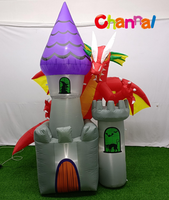 Tour gonflable grise personnalisable, Château gonflable Dragon Rouge, Décoration d'Halloween pour jardin