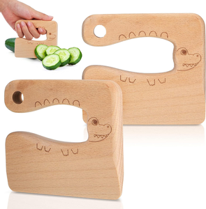 JUNJI-Cuchillo <span class=keywords><strong>de</strong></span> madera para niños, 2 piezas, para cocinar, bonito pez, forma <span class=keywords><strong>de</strong></span> dinosaurio, <span class=keywords><strong>juguete</strong></span> <span class=keywords><strong>de</strong></span> cocina, cortador <span class=keywords><strong>de</strong></span> verduras y frutas - Product Image 2