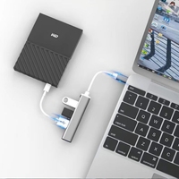 Multiport USB 3.0/2.0 4-in-1 adaptor Aloi aluminium 4 port USB 3.0 untuk Macbook Laptop komputer Transfer Data tersedia