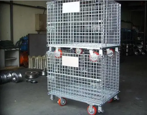 Lưới Lồng <span class=keywords><strong>Stackable</strong></span> xe nâng an toàn lồng Trung Quốc nhà máy vật nuôi phôi dây lưu trữ container - Product Image 5