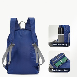 Sac à dos pliable avec poches latérales en filet, pochette avant zippée, sac à dos léger et pliable, bretelles rembourrées pour la randonnée, les voyages et le cyclisme - Product Image 3