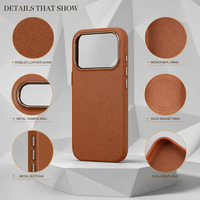 Étui en cuir de vachette style rétro Tang Flower pour iPhone 18 Pro, 18 Pro Max, 17 Pro Max, 16 Pro avec trou pour cordon